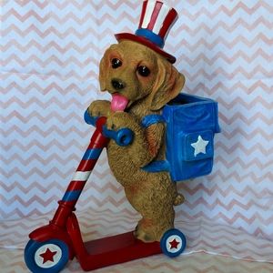 New - Patriotic Puppy riding Scooter with Open Backpack - 12"
